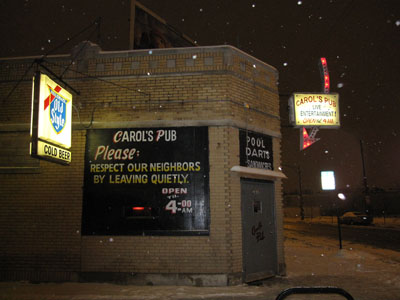 Carol's Pub in the Snow