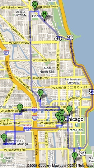 Presidents Day Chicago Pub Crawl Map